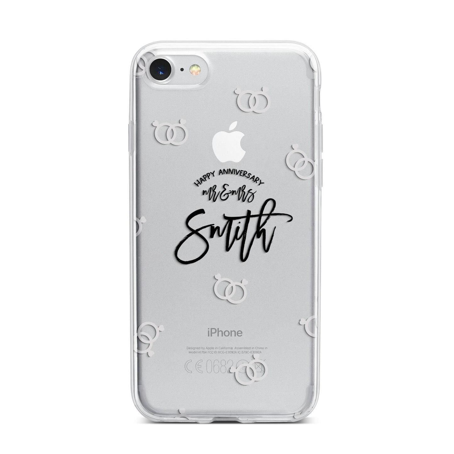 Personalised Anniversary Monochrome iPhone 7 Bumper Case on Silver iPhone