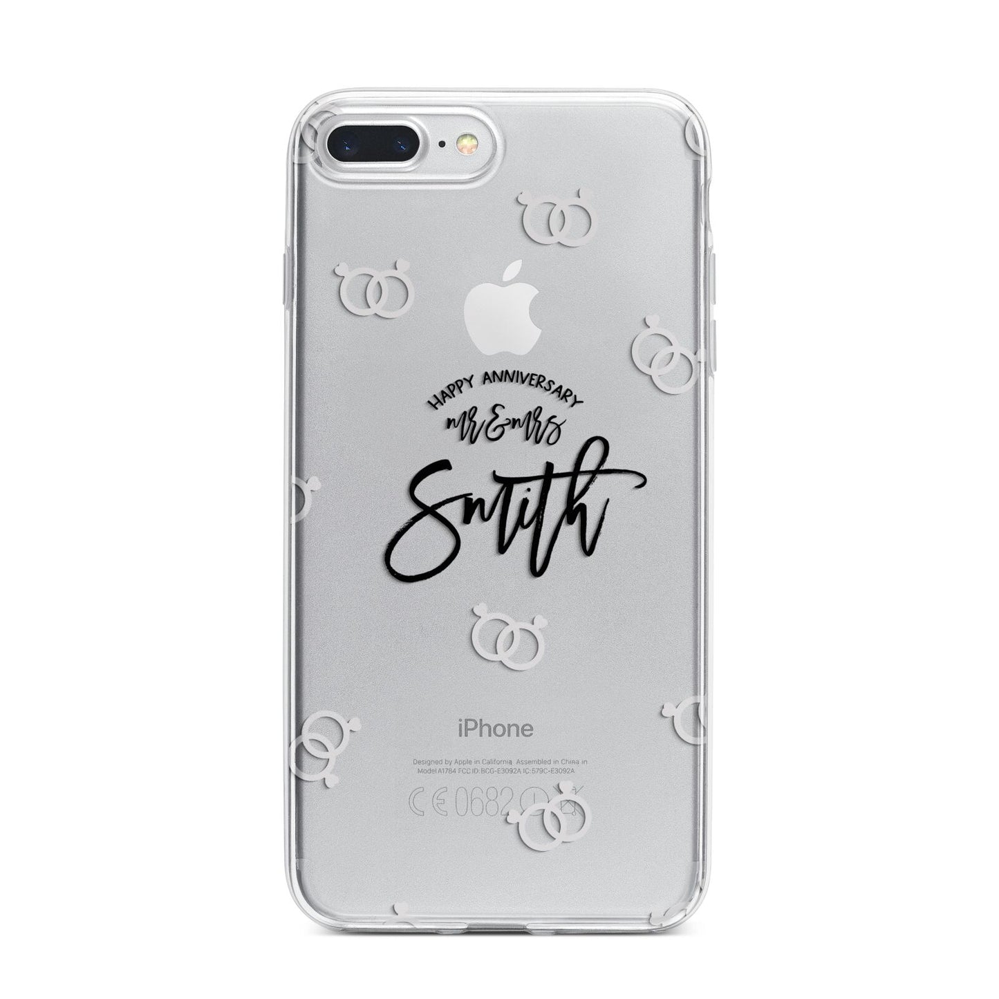 Personalised Anniversary Monochrome iPhone 7 Plus Bumper Case on Silver iPhone