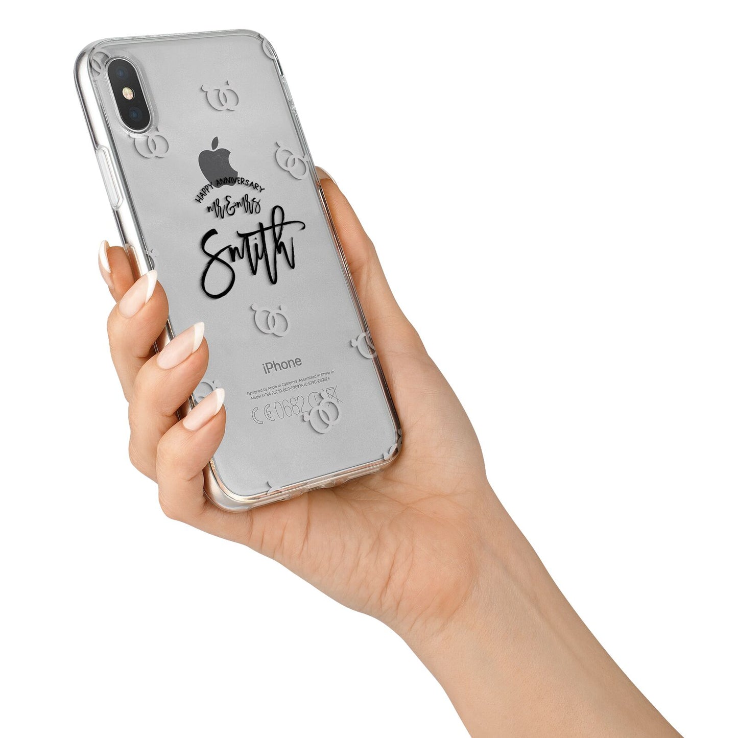 Personalised Anniversary Monochrome iPhone X Bumper Case on Silver iPhone Alternative Image 2