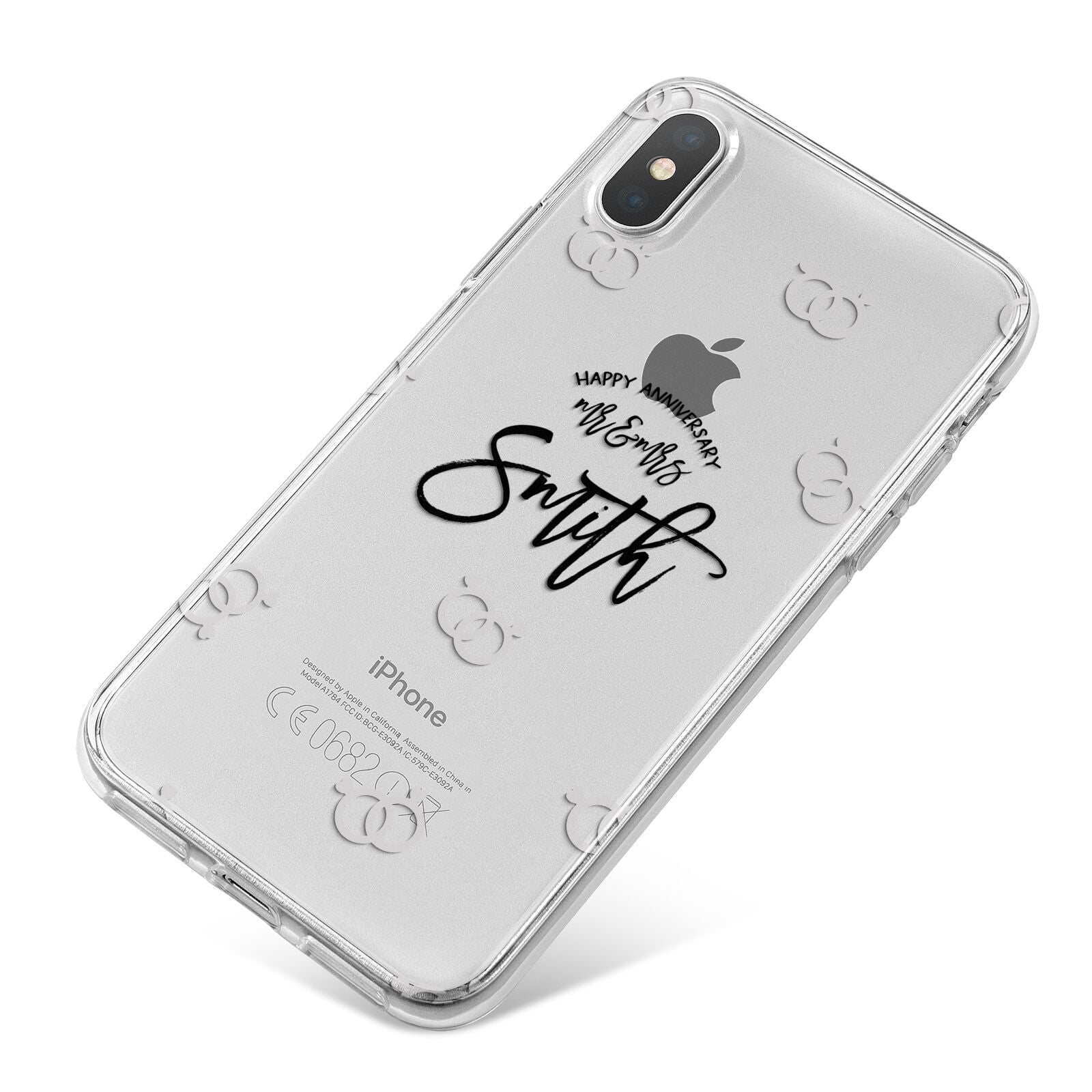 Personalised Anniversary Monochrome iPhone X Bumper Case on Silver iPhone