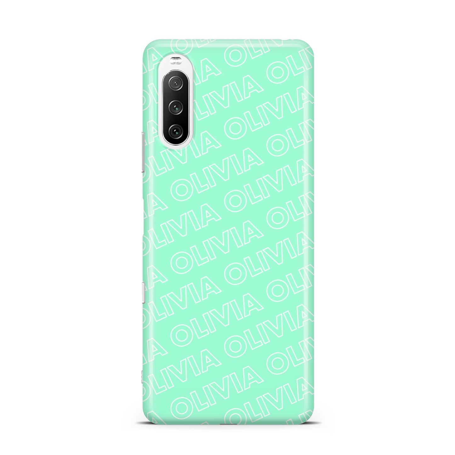 Personalised Aqua Diagonal Name Sony Xperia 10 III Case