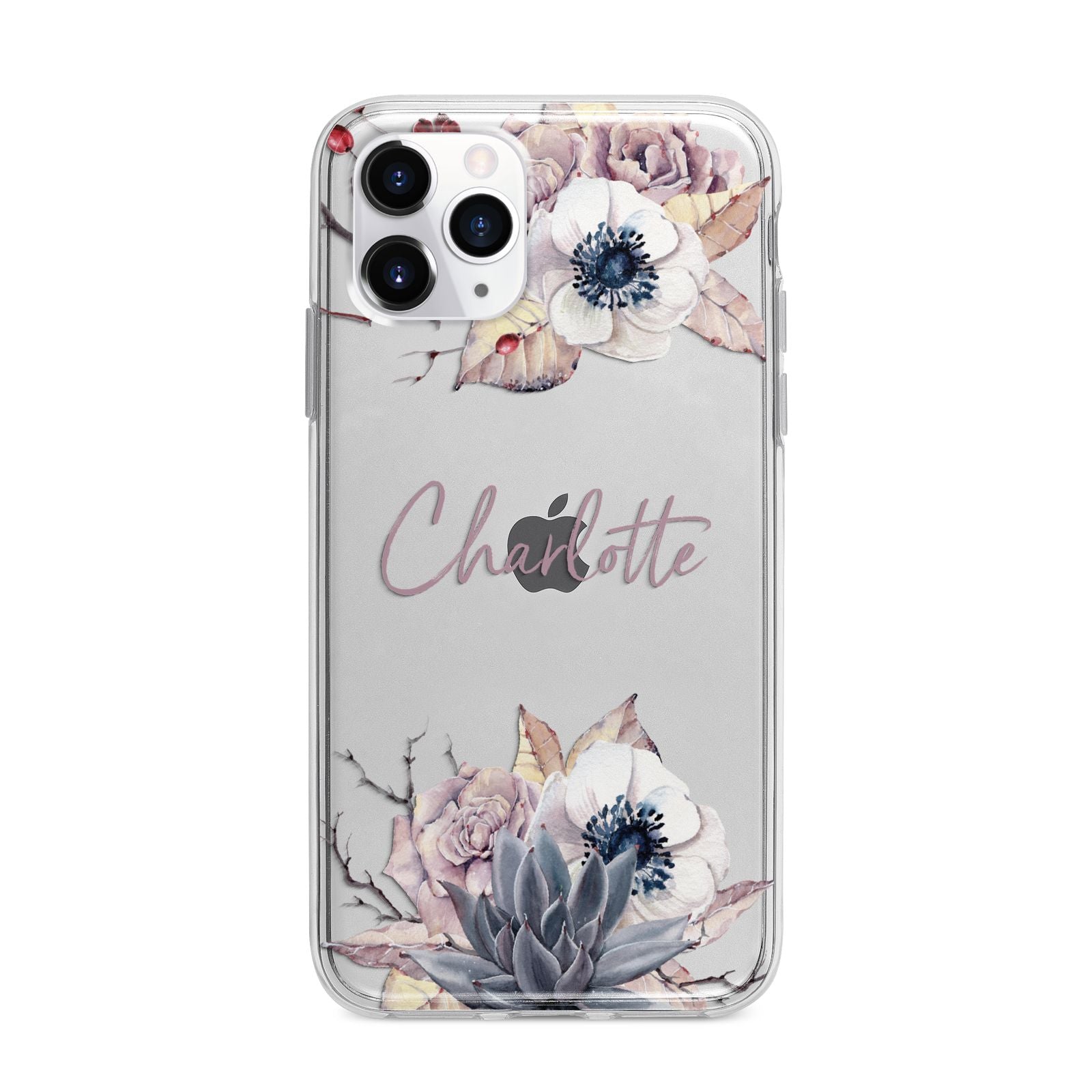 Personalised Autumn Floral Apple iPhone 11 Pro Max in Silver with Bumper Case