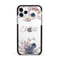 Personalised Autumn Floral Apple iPhone 11 Pro in Silver with Black Impact Case