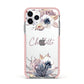 Personalised Autumn Floral Apple iPhone 11 Pro in Silver with Pink Impact Case