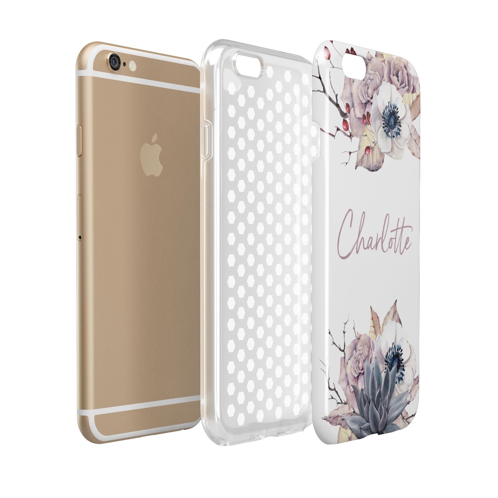 Personalised Autumn Floral Apple iPhone 6 3D Tough Case Expanded view