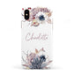 Personalised Autumn Floral Apple iPhone XS 3D Tough