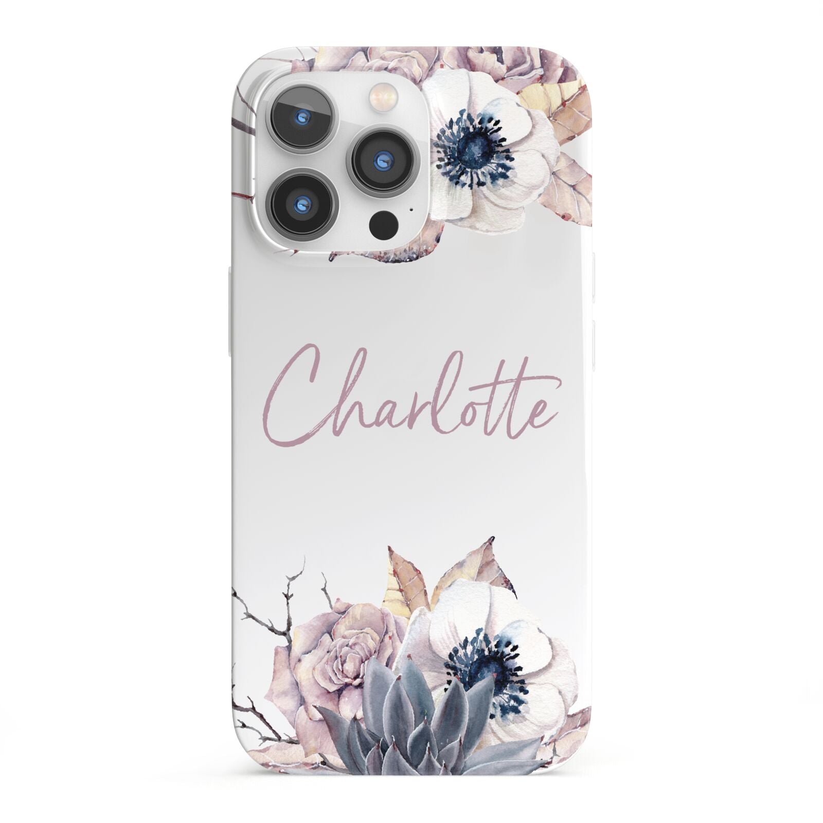 Personalised Autumn Floral iPhone 13 Pro Full Wrap 3D Snap Case