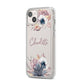 Personalised Autumn Floral iPhone 14 Plus Clear Tough Case Starlight Angled Image