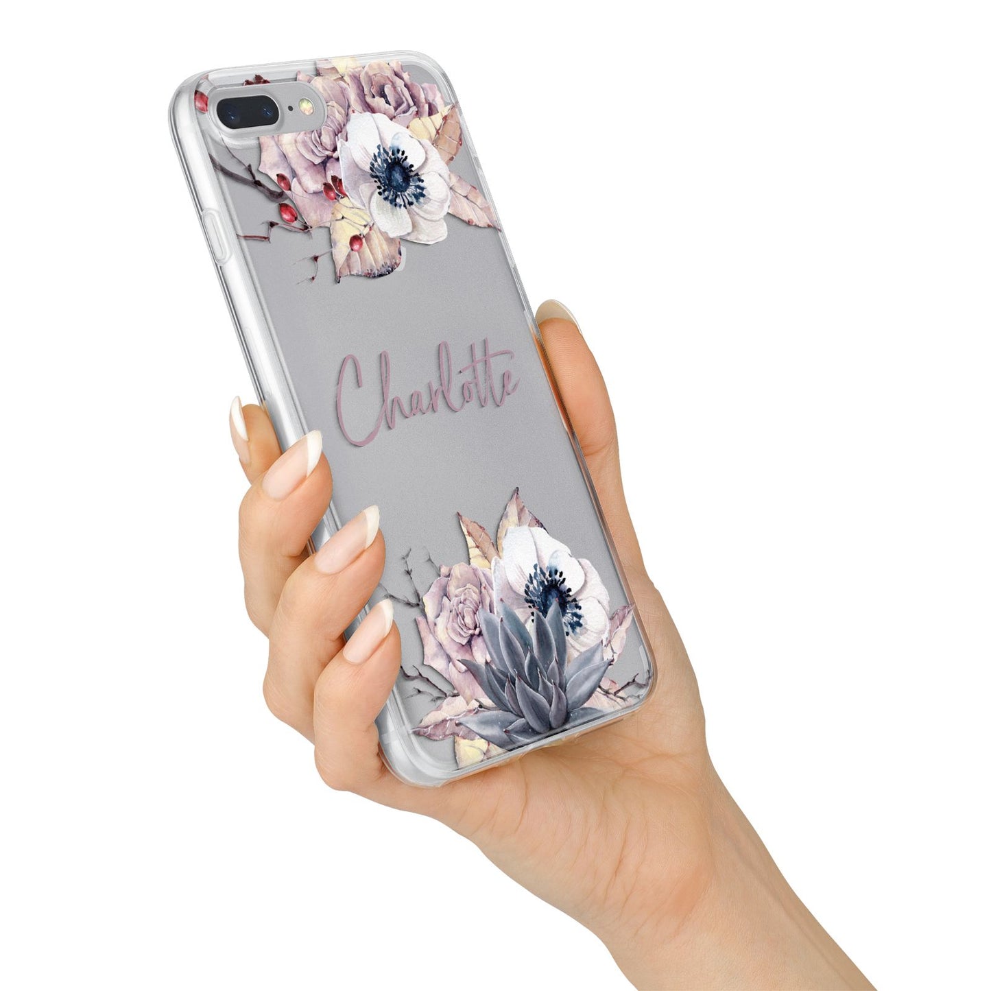 Personalised Autumn Floral iPhone 7 Plus Bumper Case on Silver iPhone Alternative Image