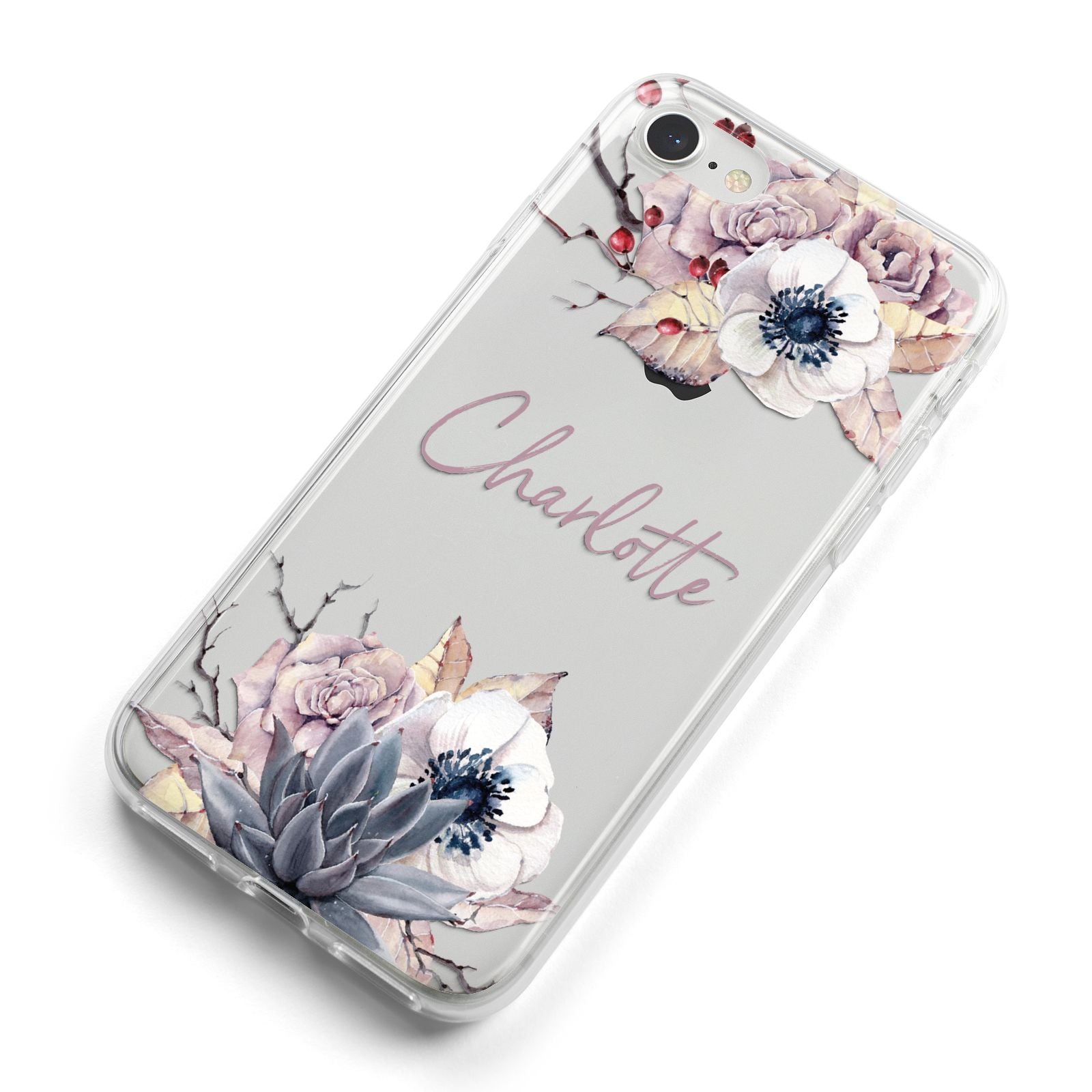 Personalised Autumn Floral iPhone 8 Bumper Case on Silver iPhone Alternative Image