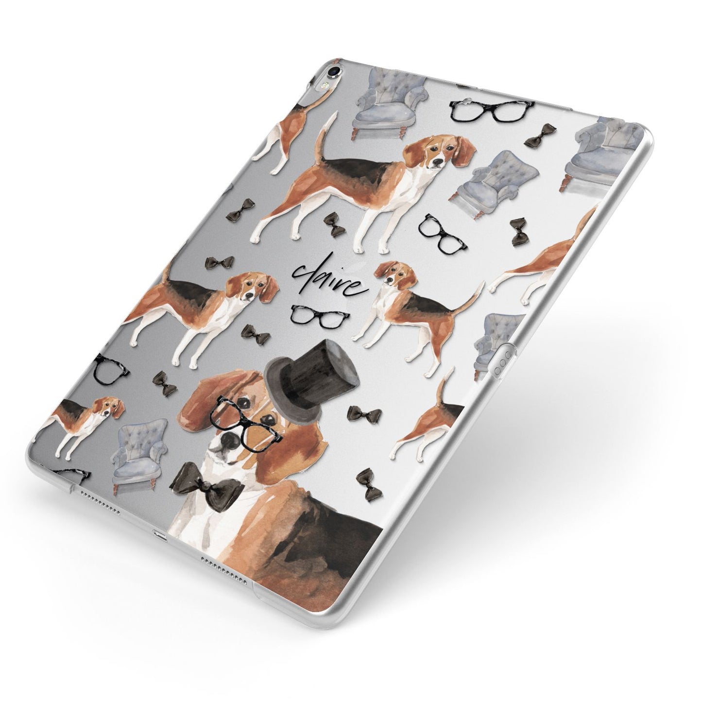 Personalised Beagle Dog Apple iPad Case on Silver iPad Side View
