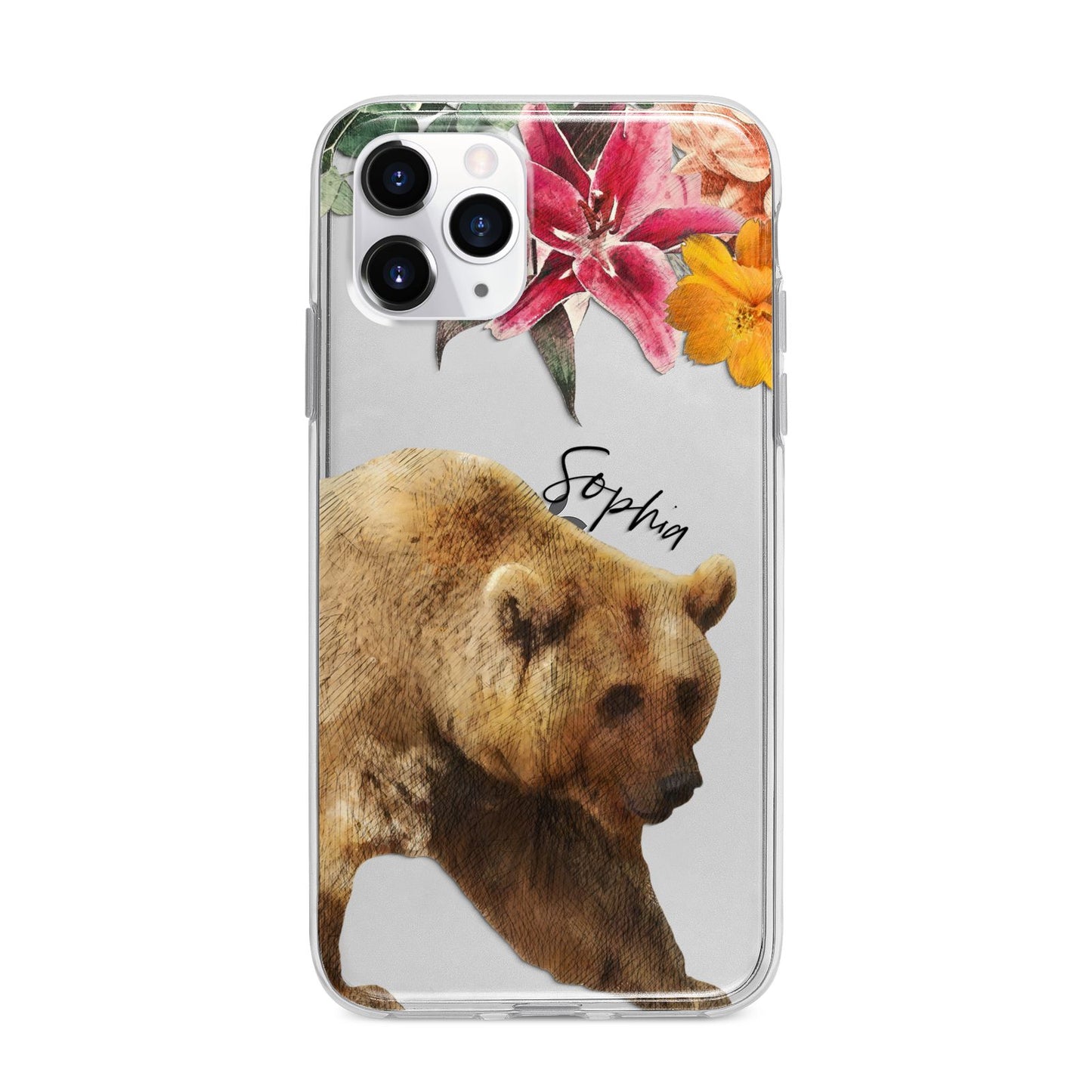 Personalised Bear Apple iPhone 11 Pro in Silver with Bumper Case