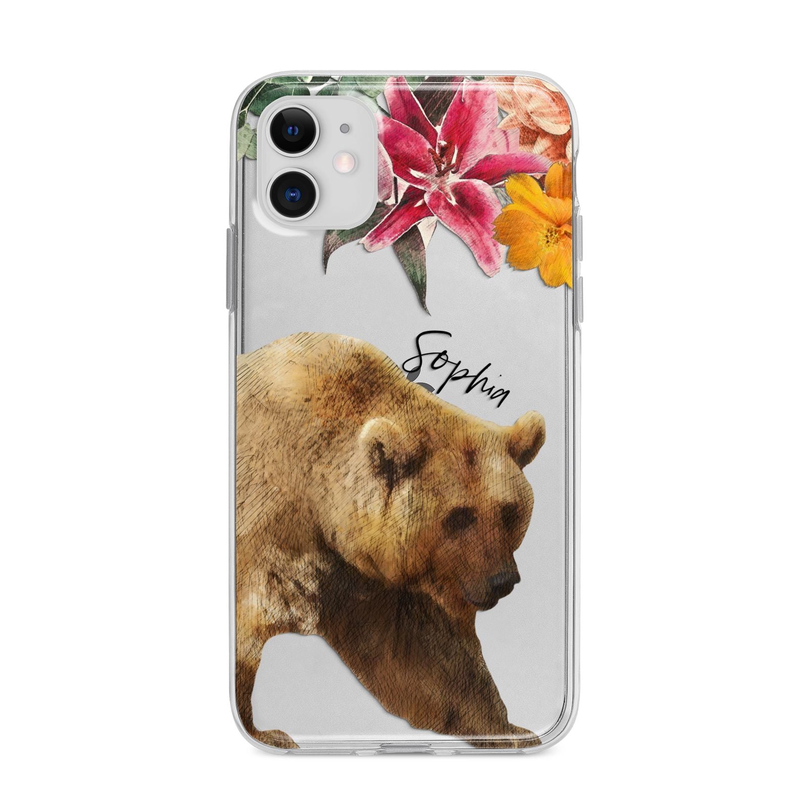 Personalised Bear Apple iPhone 11 in White with Bumper Case