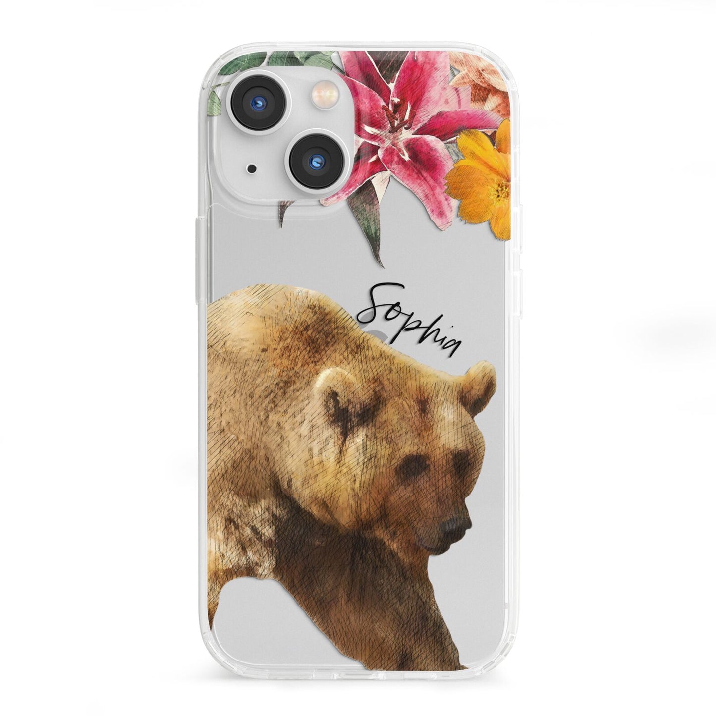 Personalised Bear iPhone 13 Mini Clear Bumper Case