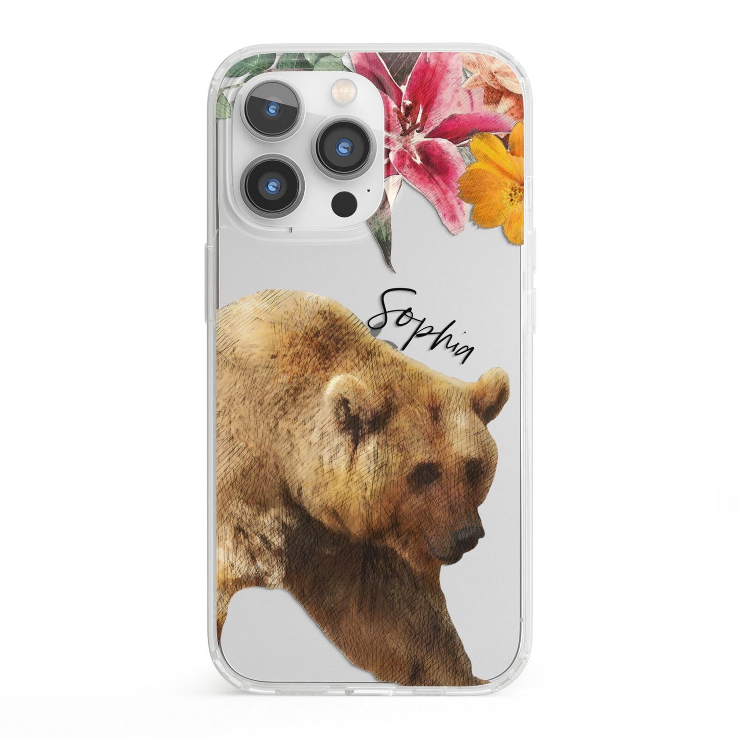 Personalised Bear iPhone 13 Pro Clear Bumper Case