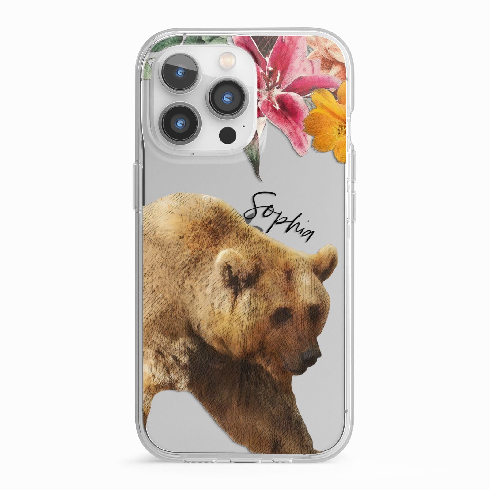 Personalised Bear iPhone 13 Pro TPU Impact Case with White Edges