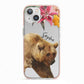 Personalised Bear iPhone 13 TPU Impact Case with Pink Edges