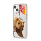 Personalised Bear iPhone 14 Clear Tough Case Starlight Angled Image