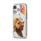 Personalised Bear iPhone 14 Pro Glitter Tough Case Silver Angled Image