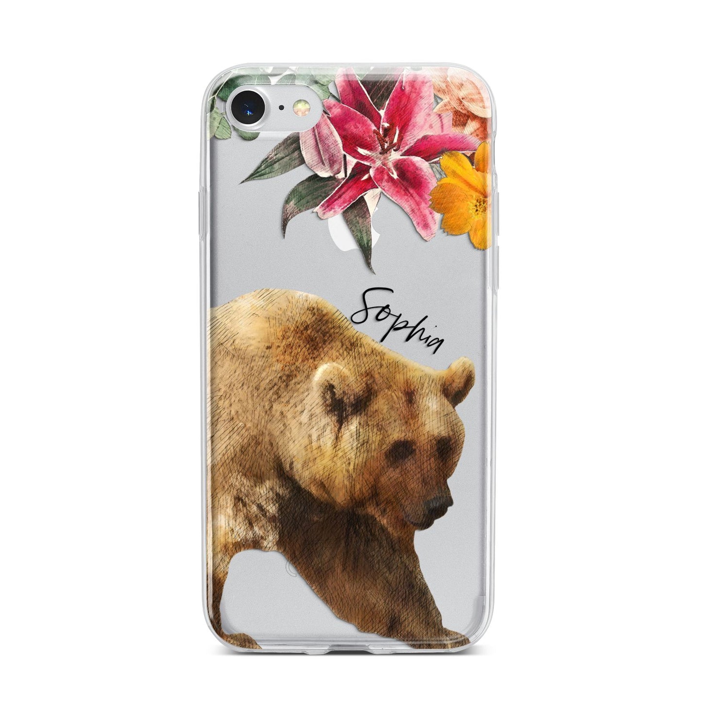 Personalised Bear iPhone 7 Bumper Case on Silver iPhone