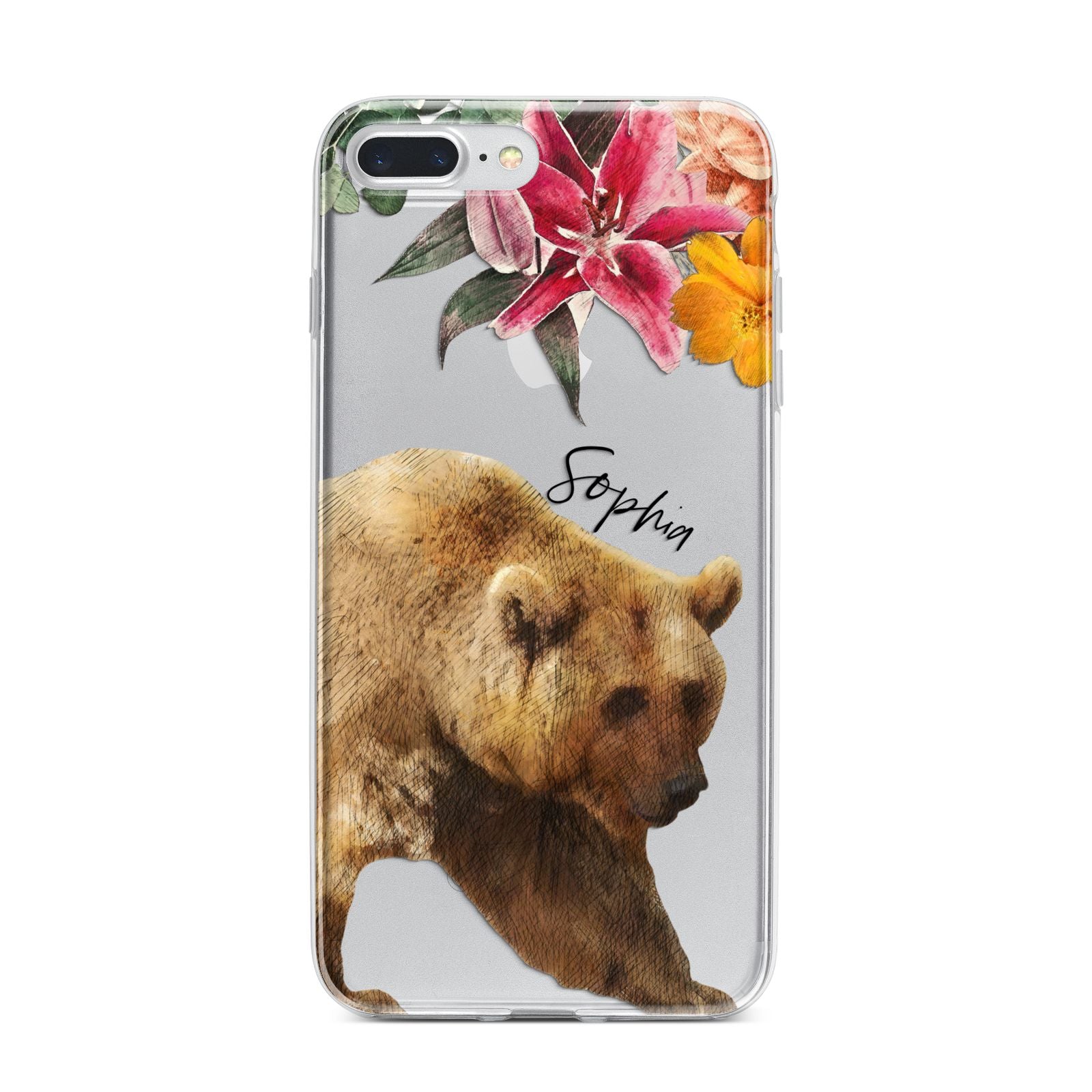 Personalised Bear iPhone 7 Plus Bumper Case on Silver iPhone