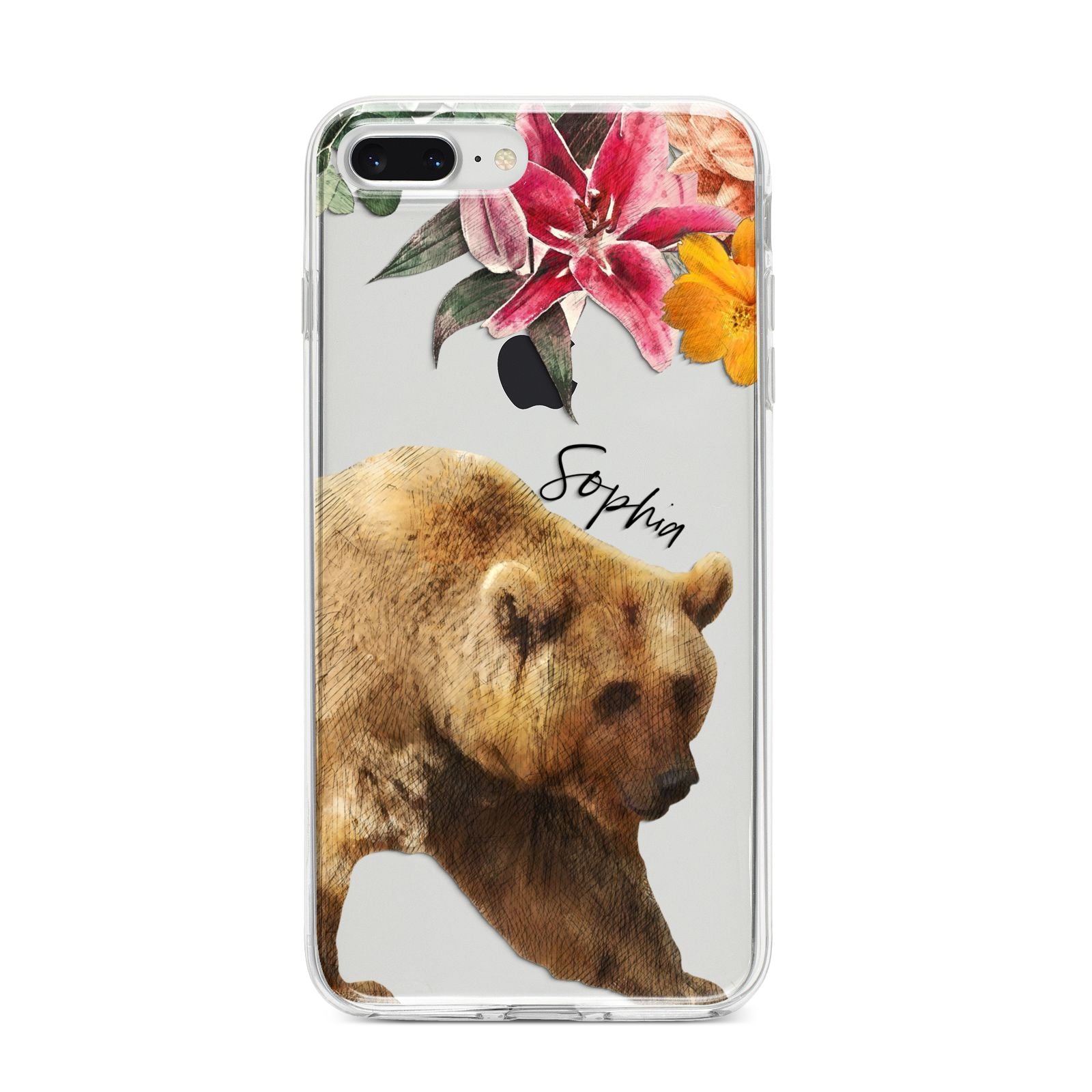 Personalised Bear iPhone 8 Plus Bumper Case on Silver iPhone