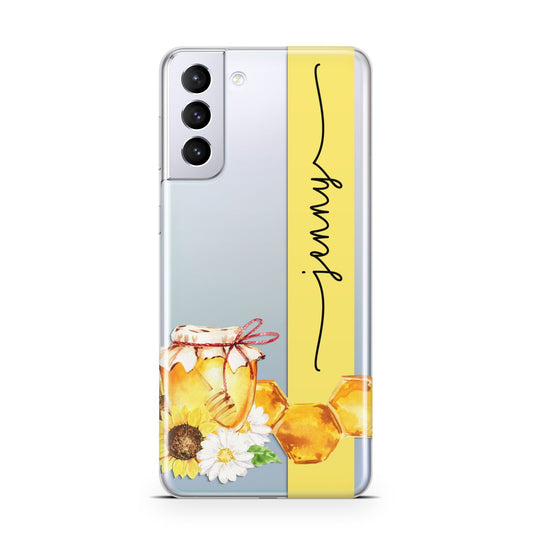 Personalised Bees Honeycomb Samsung S21 Plus Phone Case