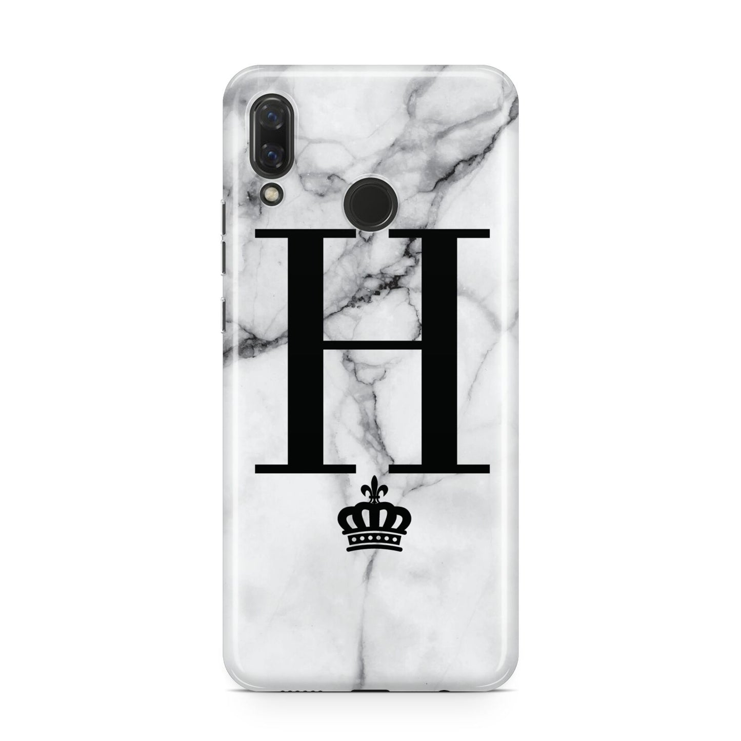 Personalised Big Initials Crown Marble Huawei Nova 3 Phone Case