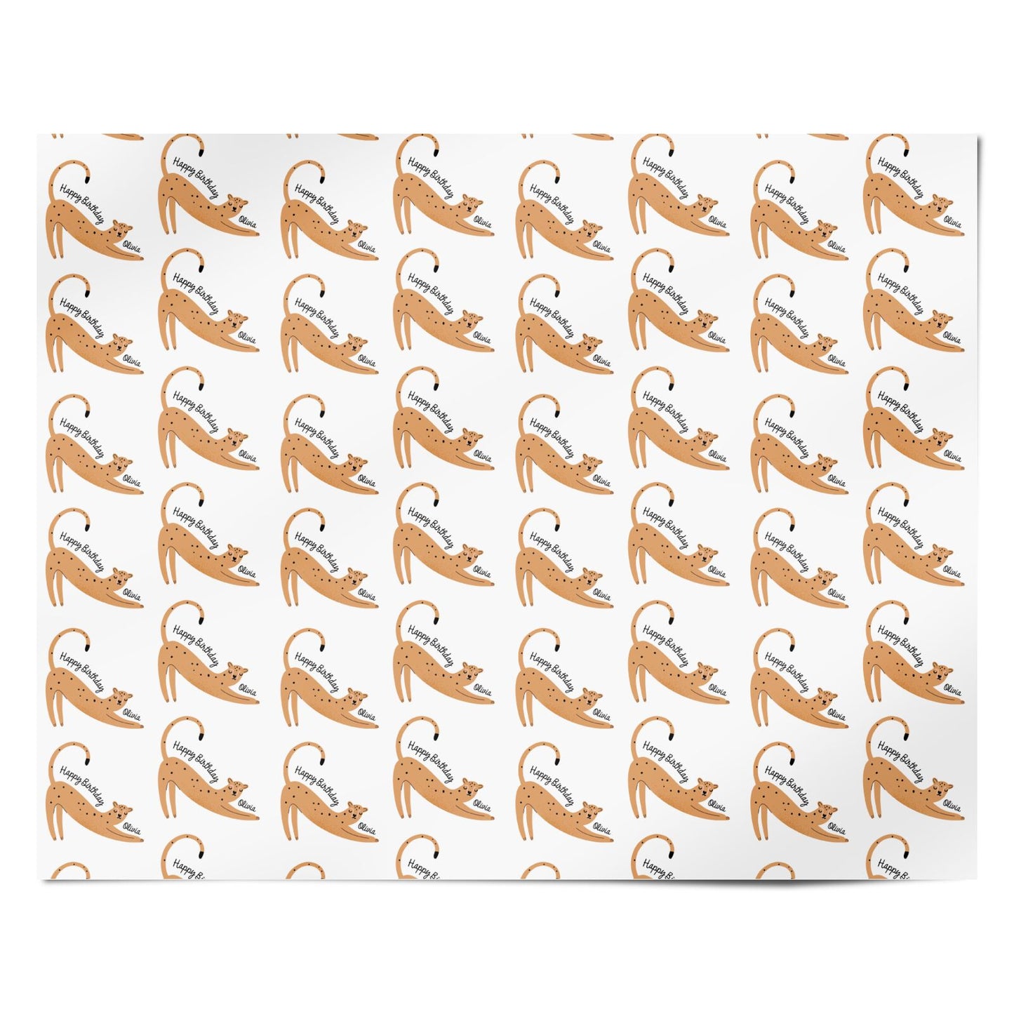 Personalised Birthday Leopard with Name Personalised Wrapping Paper Alternative