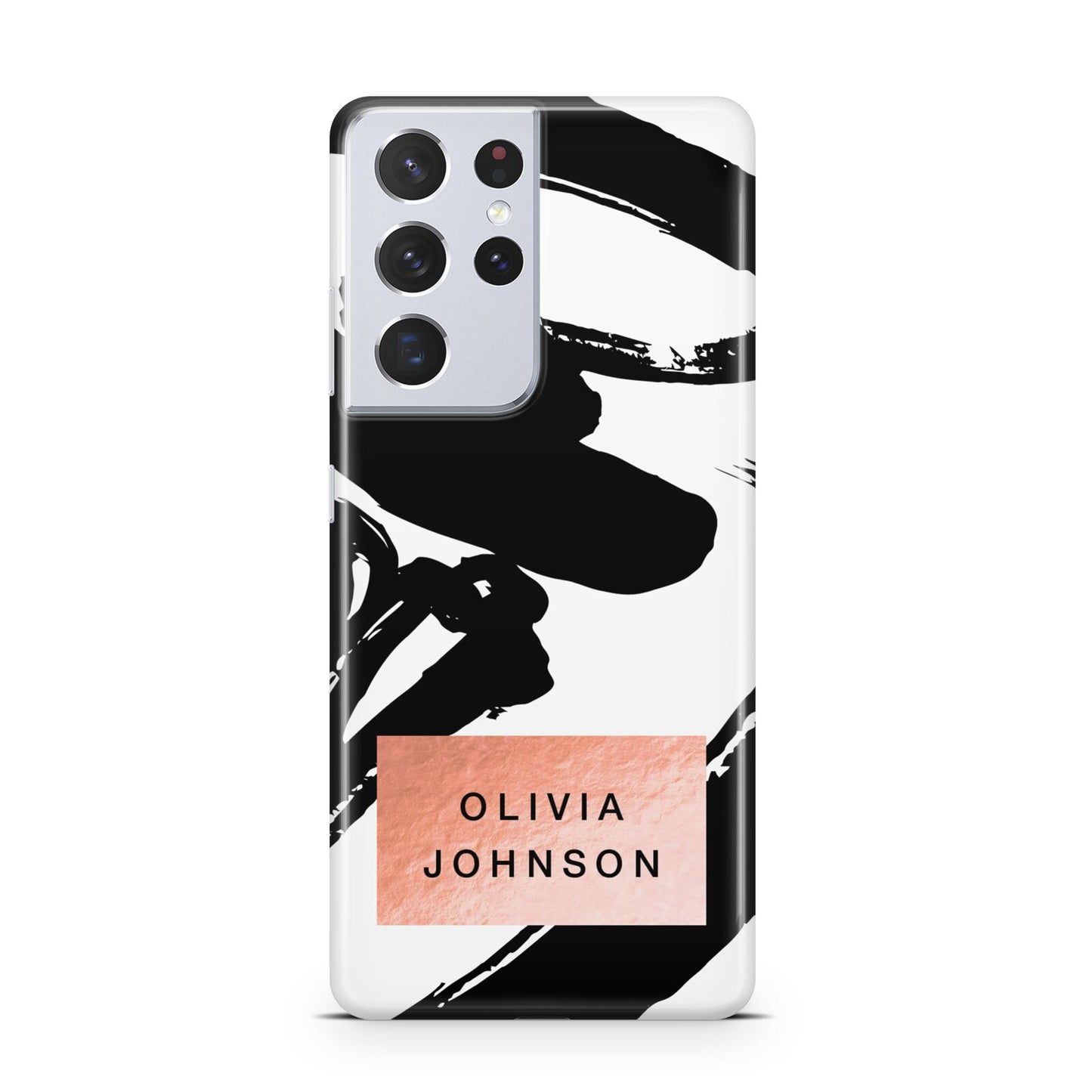 Personalised Black Brushes With Name Samsung S21 Ultra Case