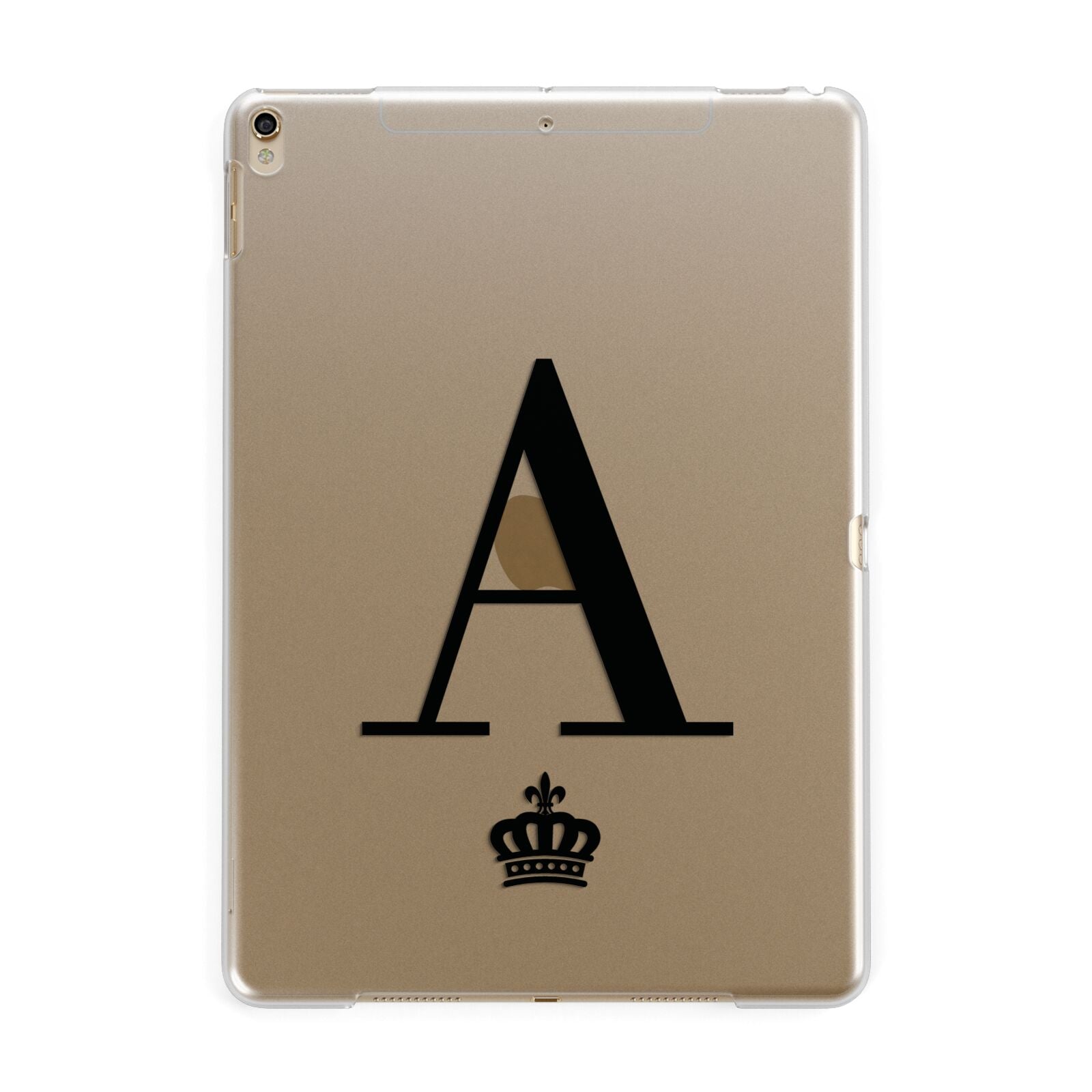 Personalised Black Initial Crown Clear Apple iPad Case Dyefor