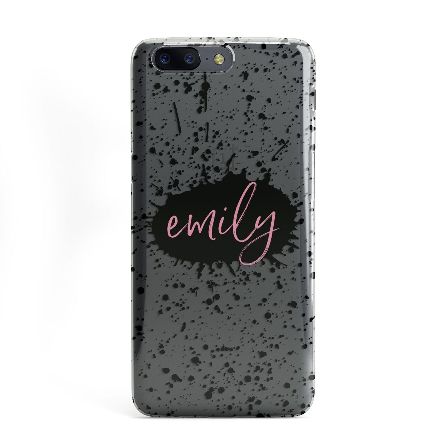 Personalised Black Ink Splat Clear Name OnePlus Case