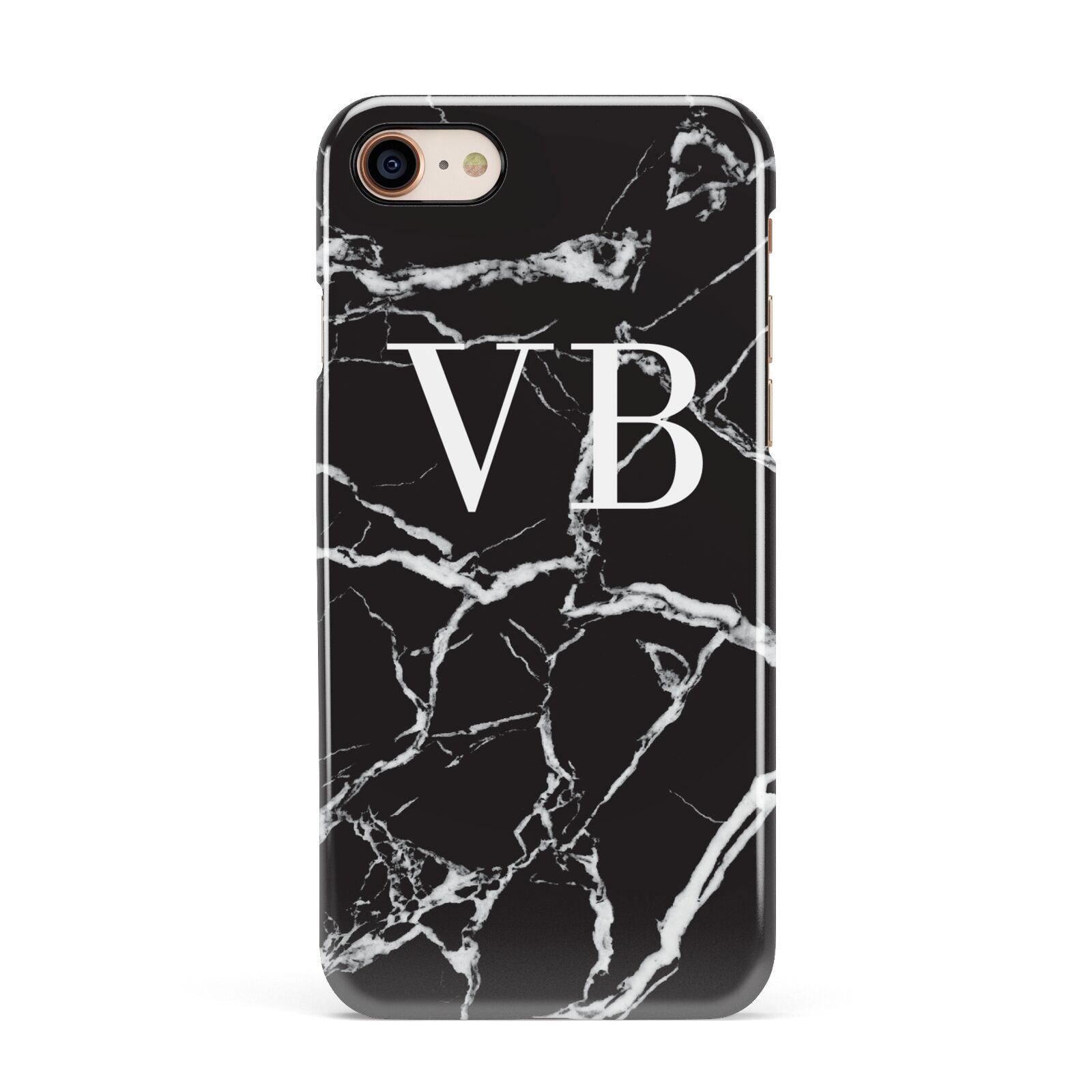 Personalised Black Marble Effect Monogram Apple iPhone 7 8 3D Snap Case