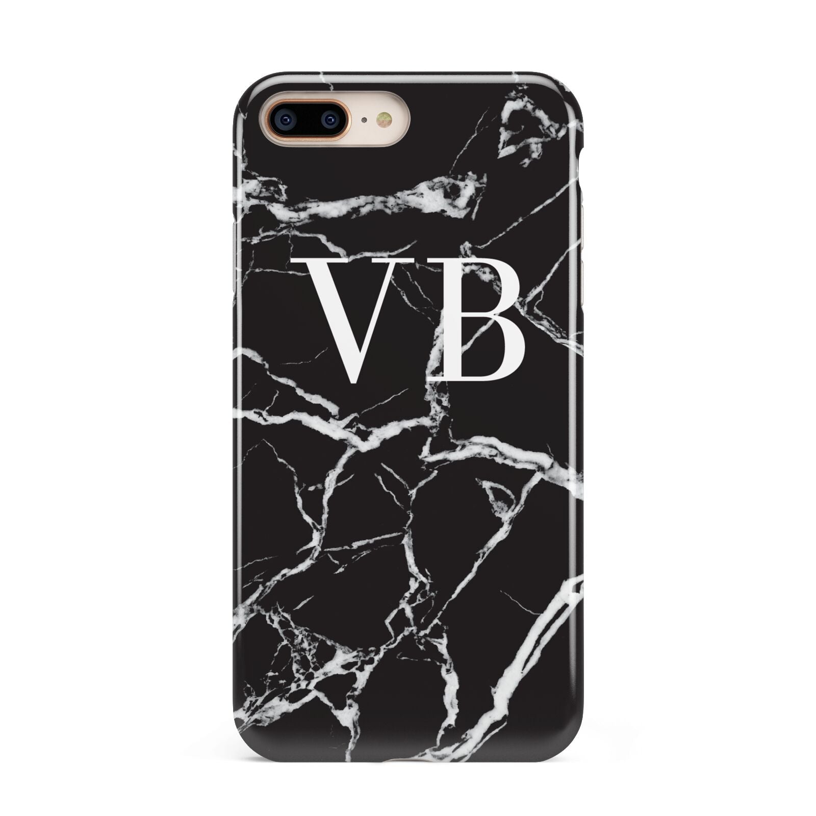 Personalised Black Marble Effect Monogram Apple iPhone 7 8 Plus 3D Tough Case