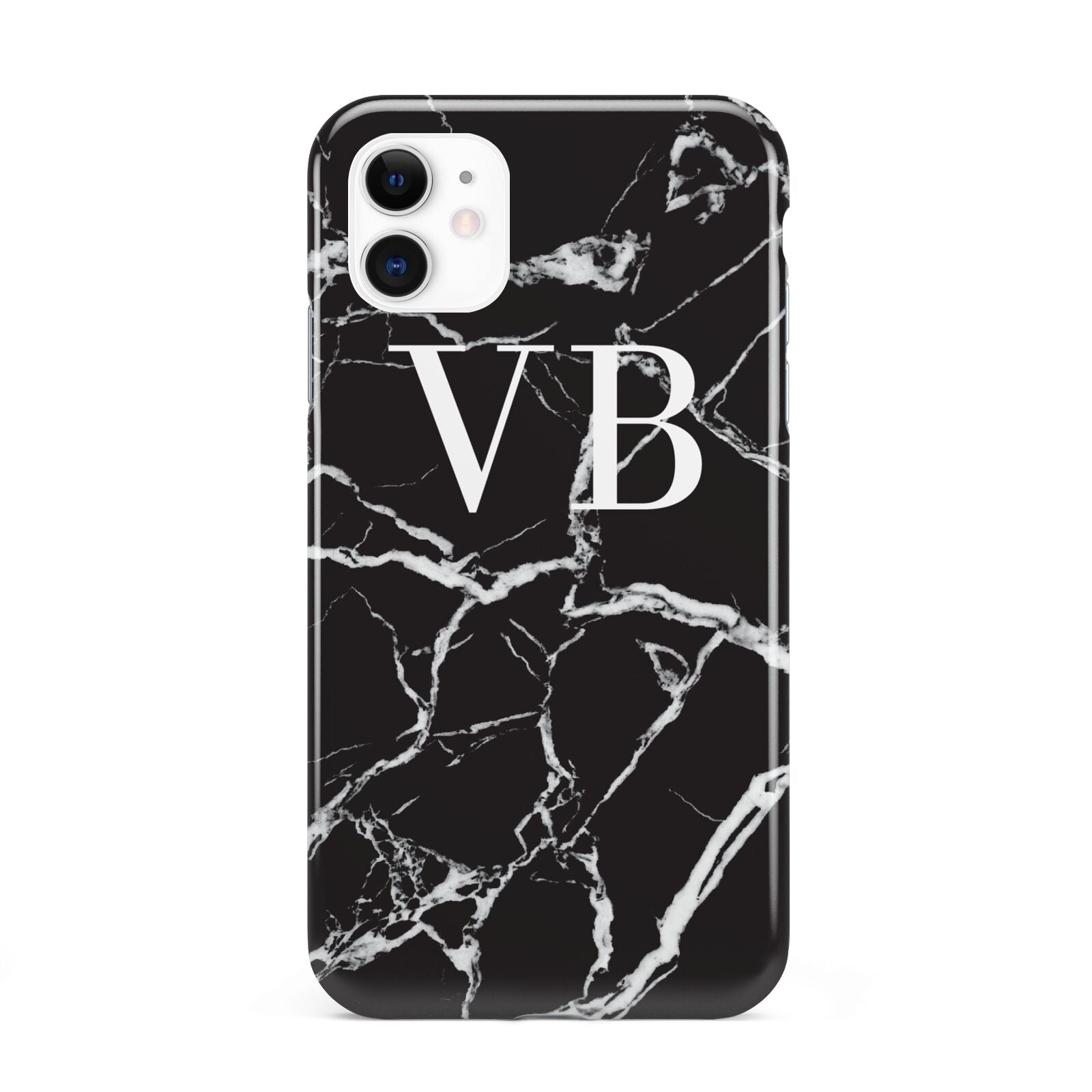 Personalised Black Marble Effect Monogram iPhone 11 3D Tough Case
