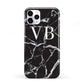 Personalised Black Marble Effect Monogram iPhone 11 Pro 3D Tough Case