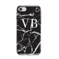 Personalised Black Marble Effect Monogram iPhone 8 Bumper Case on Silver iPhone