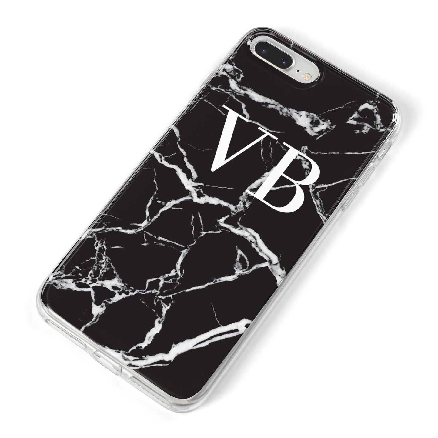 Personalised Black Marble Effect Monogram iPhone 8 Plus Bumper Case on Silver iPhone Alternative Image