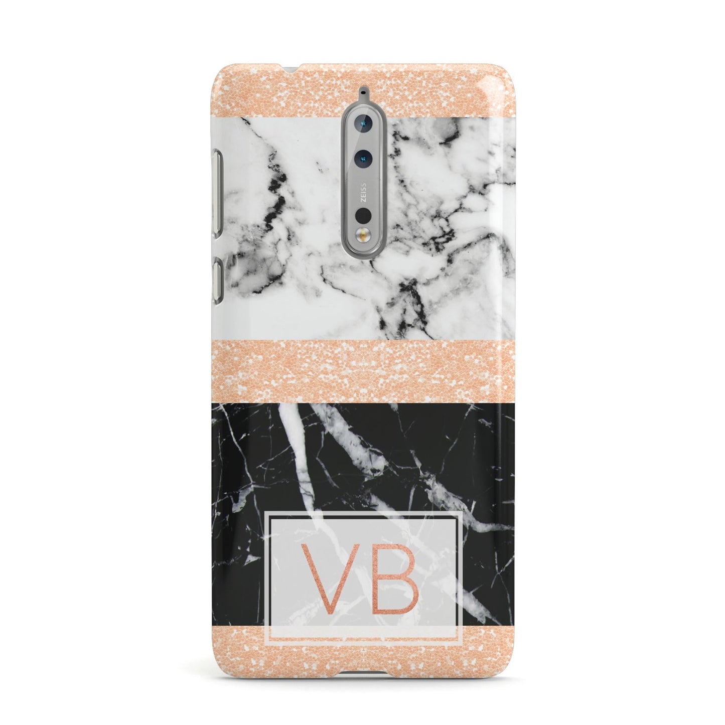Personalised Black Marble Initials Nokia Case