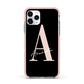 Personalised Black Pink Initial Apple iPhone 11 Pro in Silver with Pink Impact Case