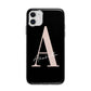 Personalised Black Pink Initial Apple iPhone 11 in White with Bumper Case