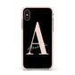 Personalised Black Pink Initial Apple iPhone Xs Impact Case Pink Edge on Gold Phone