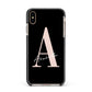 Personalised Black Pink Initial Apple iPhone Xs Max Impact Case Black Edge on Gold Phone