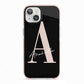 Personalised Black Pink Initial iPhone 13 TPU Impact Case with Pink Edges