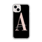 Personalised Black Pink Initial iPhone 14 Plus Glitter Tough Case Starlight