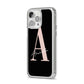 Personalised Black Pink Initial iPhone 14 Pro Max Clear Tough Case Silver Angled Image