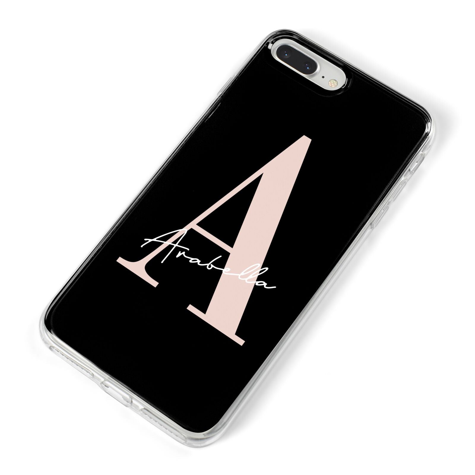Personalised Black Pink Initial iPhone 8 Plus Bumper Case on Silver iPhone Alternative Image