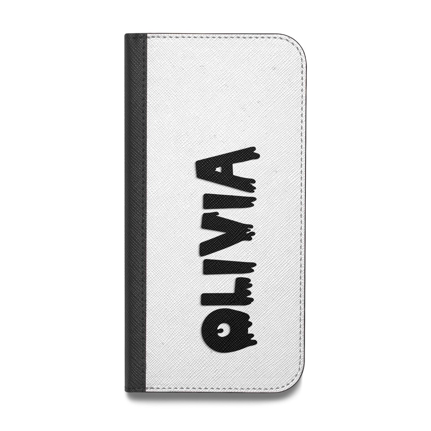 Personalised Black Slime Text Vegan Leather Flip Samsung Case