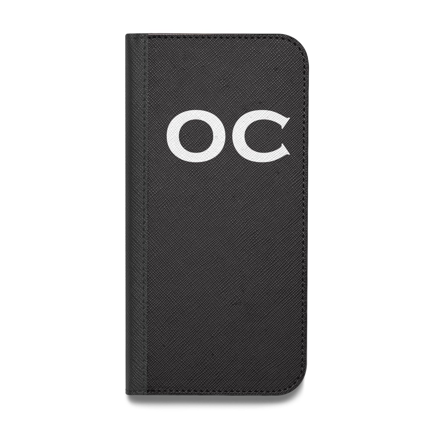 Personalised Black with Initials Vegan Leather Flip iPhone Case