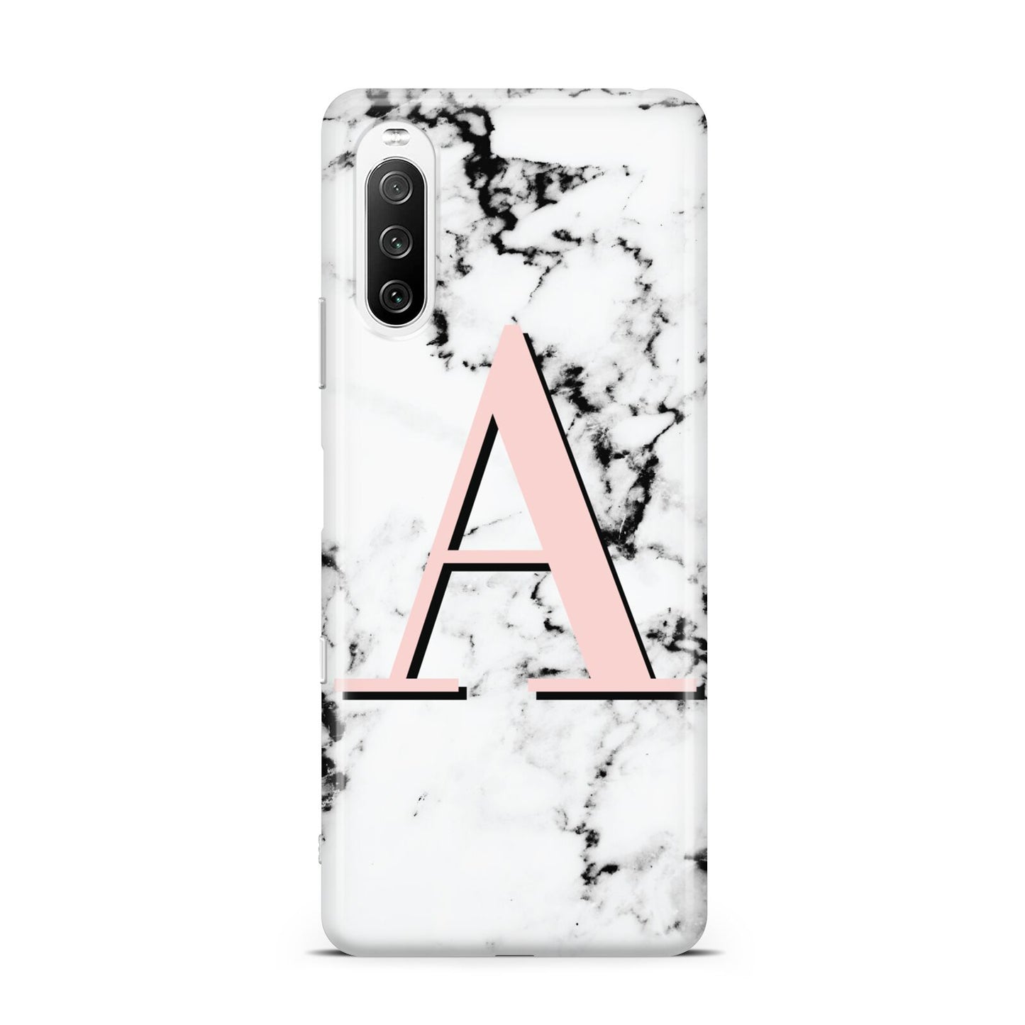 Personalised Block Coral Monogram Marble Sony Xperia 10 III Case